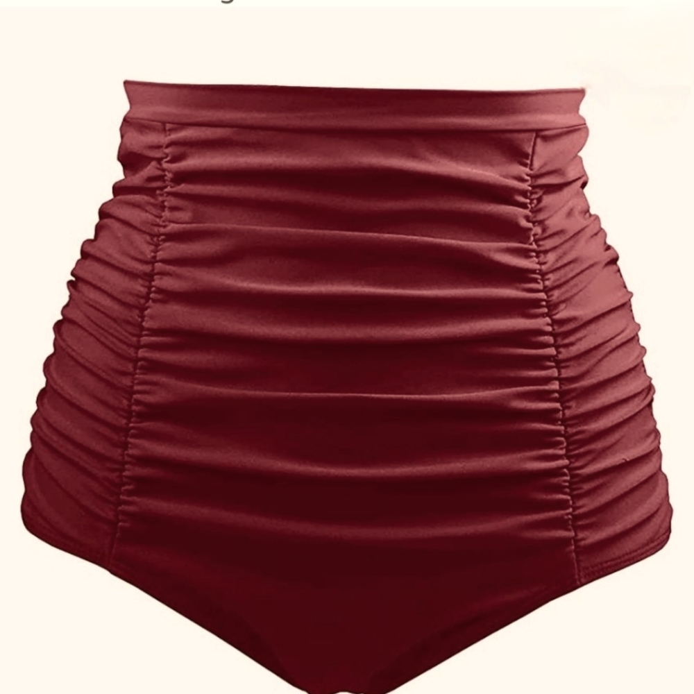 Tempt Me Women's High Waisted Swimsuit Bottom Tummy Control Ruched Bikini Bottom